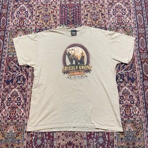 VTG 90s 00s Prairie Mountain Grizzly Grunt Ale‎ T Shirt Men's XL Sage Green Bear